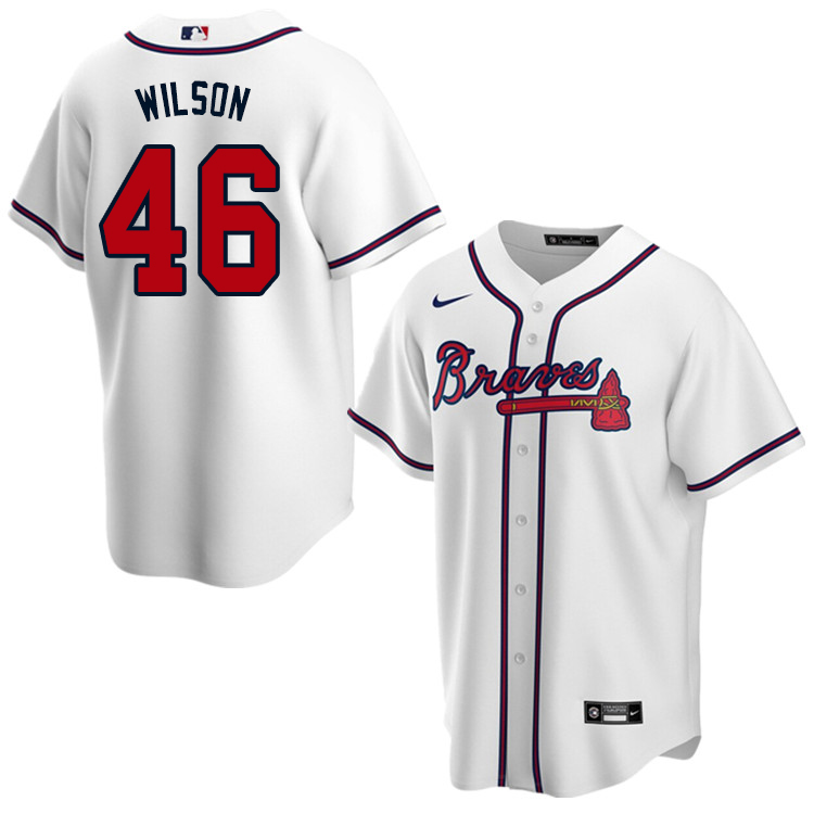 Nike Men #46 Bryse Wilson Atlanta Braves Baseball Jerseys Sale-White